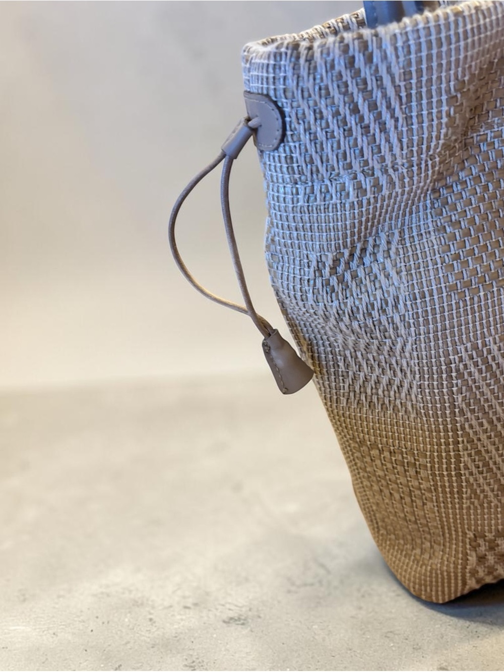 Furla Woven Drawstring Tote Bag in Beige and Cream - Picture 5 of 10
